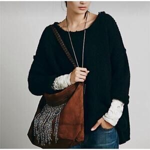 free people beaded fringe suede bag
